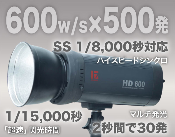 マルチ発光も可能な600W充電式モノブロックストロボ、HD-600【プレビュー1】